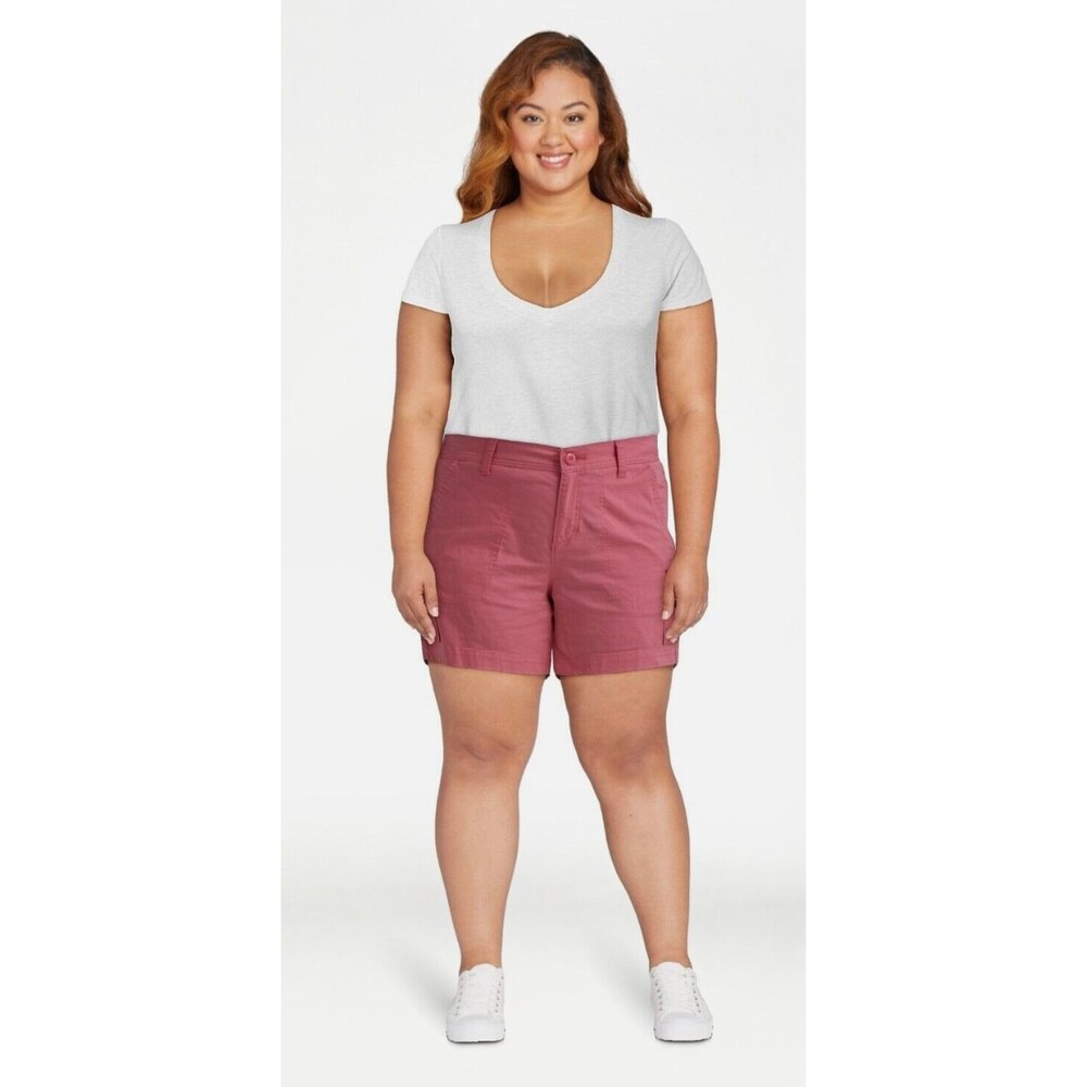 Lee Women's Plus Size 22 Mid Rise Comfort Waist Cargo utility Short Lovat pink